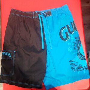Guinness swim trunk / board short blue black graphic design men's size 2XL